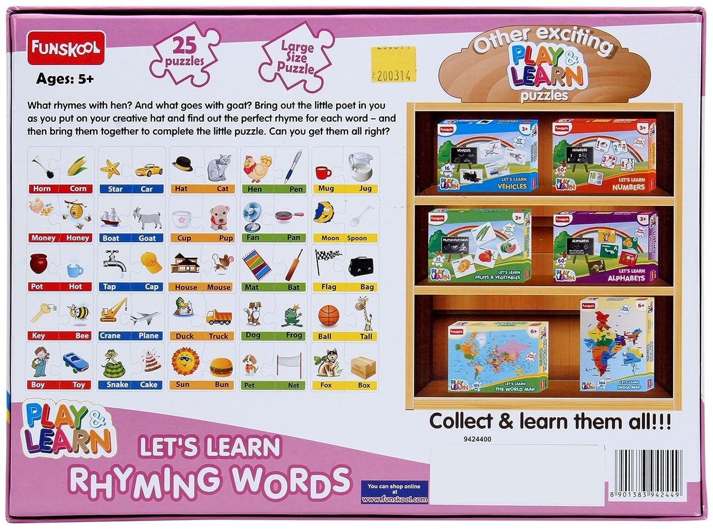 Funskool - Play & Learn Rhyming Words, 5+ Kids Education, Learning Game, Multi-Color