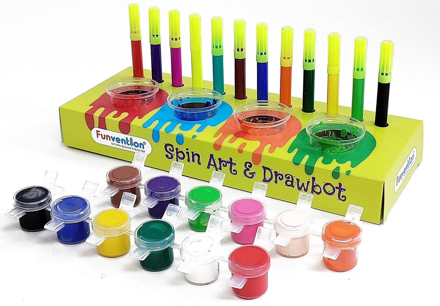 Funvention DIY ArtWiz Spin Art Machine & Drawbot Paint Craft Kit - STEM Construction Toys for Kids 8+, Fun Learning, Educational game.