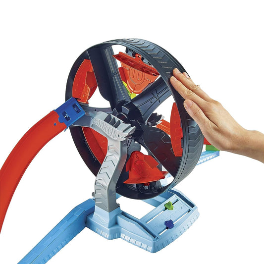 Hot Wheels Spin Wheel Challenge Play Set - Ultimate Track Set for Boys (Includes One Car, Multicolor) GJM77