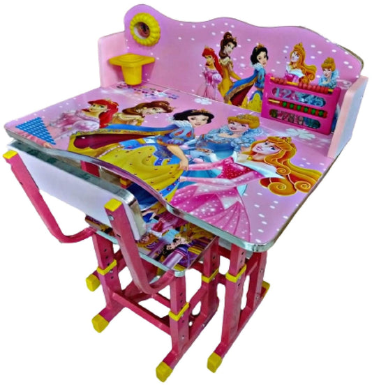 MM Toys - First BARIIE Princess Pink Study Table & Chair Set, Glossy Lamination, Melamine Graphics - Perfect for Kids (3-11 Years