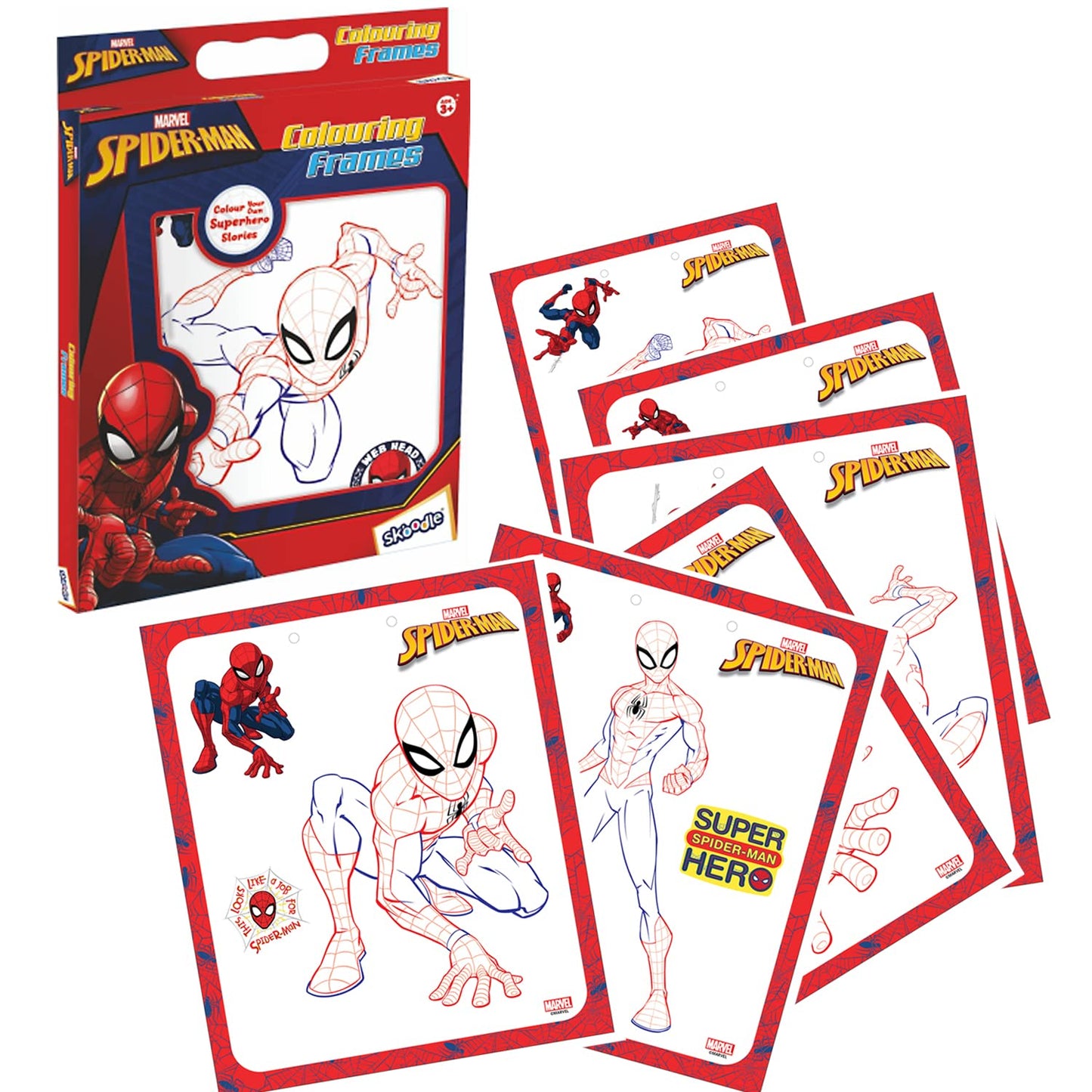 Skoodle Marvel Spiderman Colouring Frames for Kids, Specially Crafted to Enhance Play & Colouring Experience