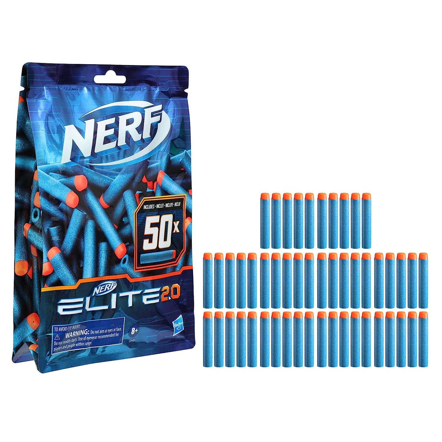 Nerf - Elite 2.0 50-Dart Refill Pack, Official Elite Foam Darts, Universal Compatibility with Nerf Blasters, Perfect for Enhancing Gameplay, Deep Blue