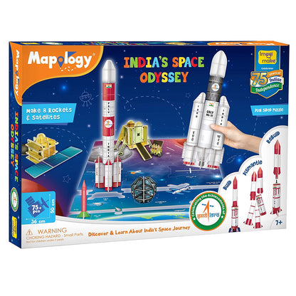 Imagimake Mapology - India's Space Odyssey- Learn About Indian Rockets & Satellites - Model Making Sets - Educational Toy Puzzle - 7 Years & Above