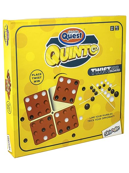 Skoodle Quest Quinto Brain Puzzle and Strategy Board Game with Funky Colored Marbles & Eco-Friendly Storage- 8+ Years