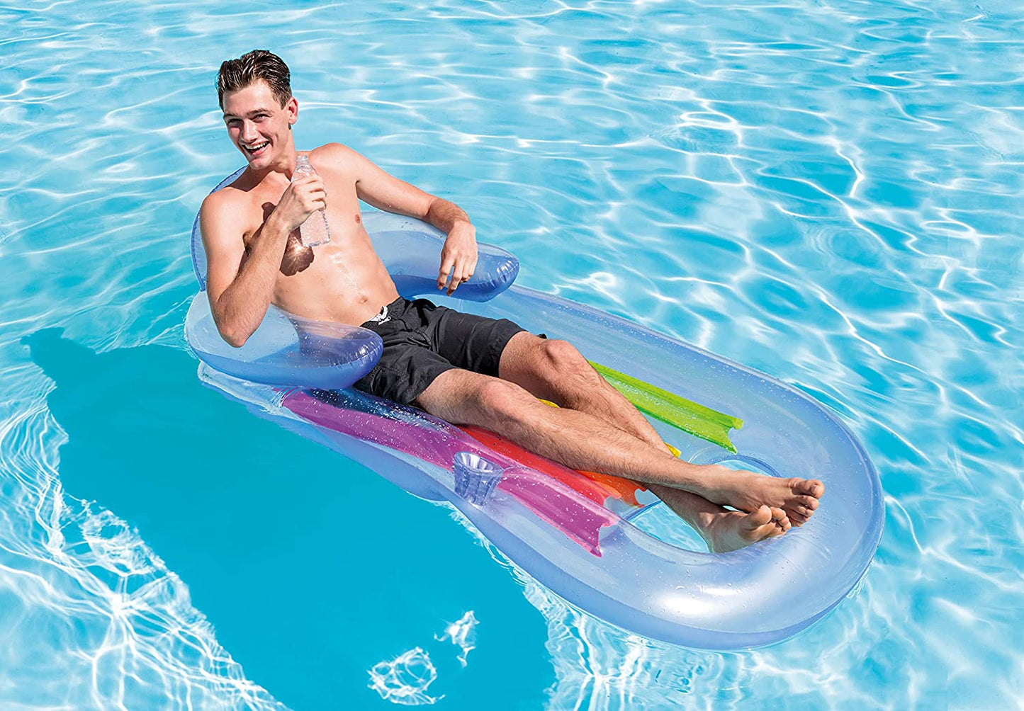 Intex King Kool Lounge - Floating Swimming Pool Lounger with Headrest & Cupholder | Ages 36 months - 50 years | Weight Capacity up to 100 kg