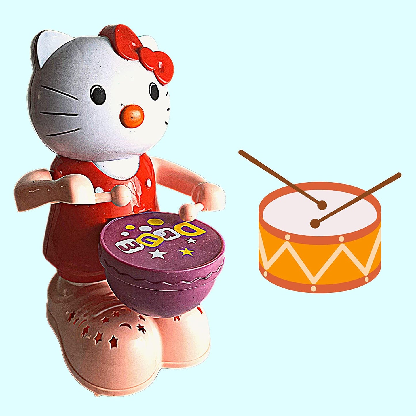 MM TOYS Funny Drummer Musical Toy - Rotational Movement, Battery Operated for Kids (Age 3+)