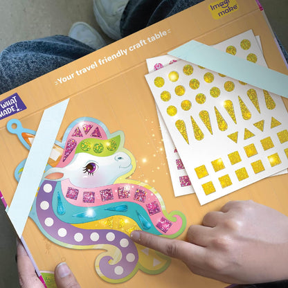 Imagimake Mirror Mosaic : Princess & Unicorn | Mess Free DIY Mosaic Craft kit | 950+ Foil Sticker | Travel Toys for Girls | Birthday Gift for Girls Ages 3 to 8 Years