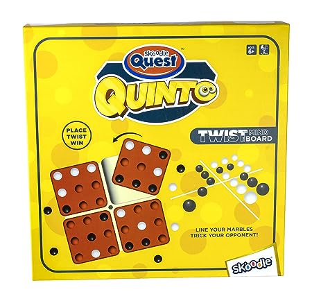 Skoodle Quest Quinto Brain Puzzle and Strategy Board Game with Funky Colored Marbles & Eco-Friendly Storage- 8+ Years