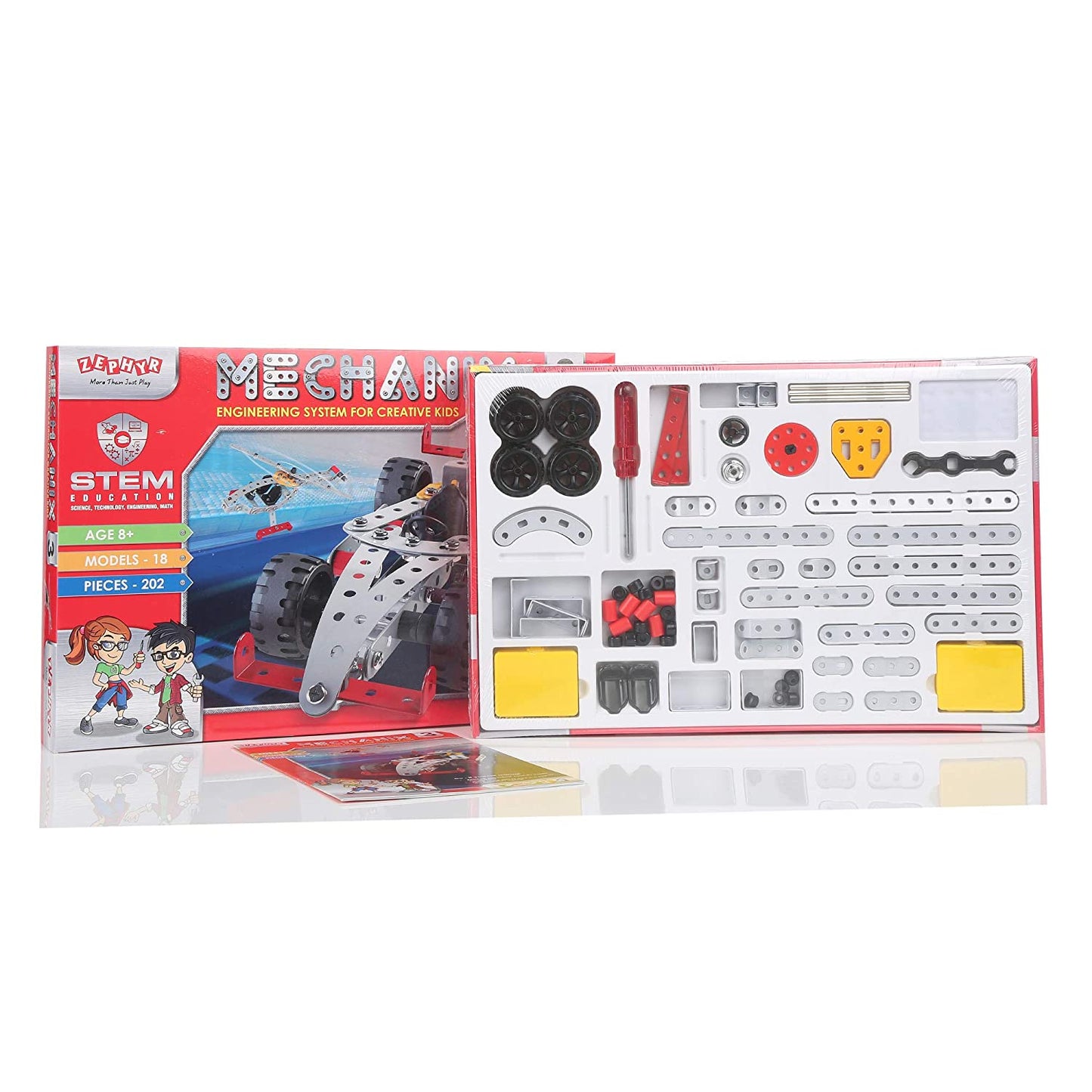 Zephyr Mechanix 3 Engineering System - 202-Piece Construction Kit for Kids (18 Models, Age 7+)