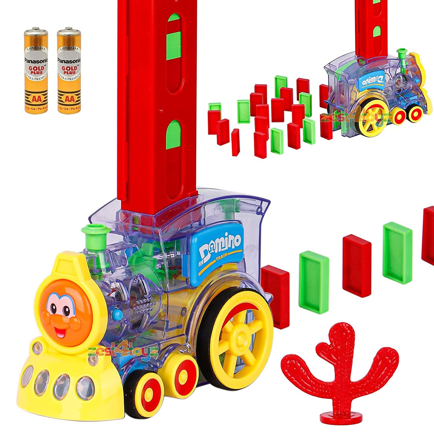 MM TOYS Domino Train Toy, Domino Blocks Set for Kids Educational Game Play Set with Light & Sound Stacking Toy Block Set for 3-7 Year Old Toys for Boys and Girls (Battery Included) 60 Pcs