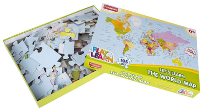 Funskool - Play & Learn-World Map Puzzle, Educational, 105 Pieces, For 6+ Years, Multi-Color