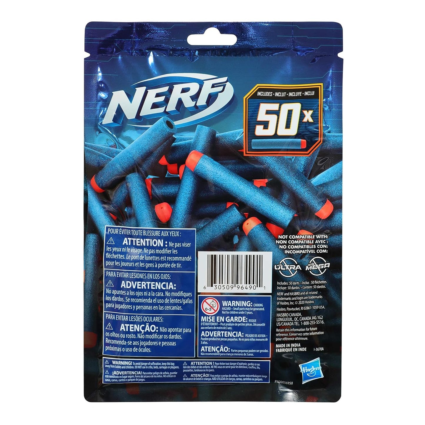 Nerf - Elite 2.0 50-Dart Refill Pack, Official Elite Foam Darts, Universal Compatibility with Nerf Blasters, Perfect for Enhancing Gameplay, Deep Blue