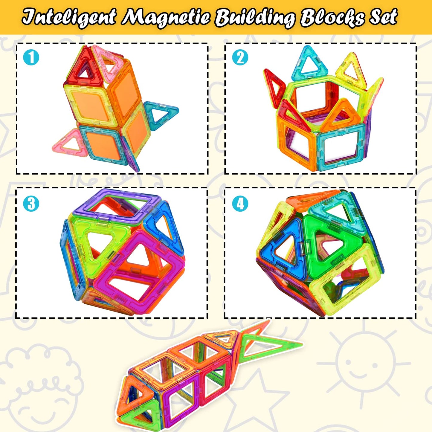 KIPA GAMING MagPlay Multicolor Magnetic Building Blocks Set - 24 Piece DIY Educational Toy for Kids