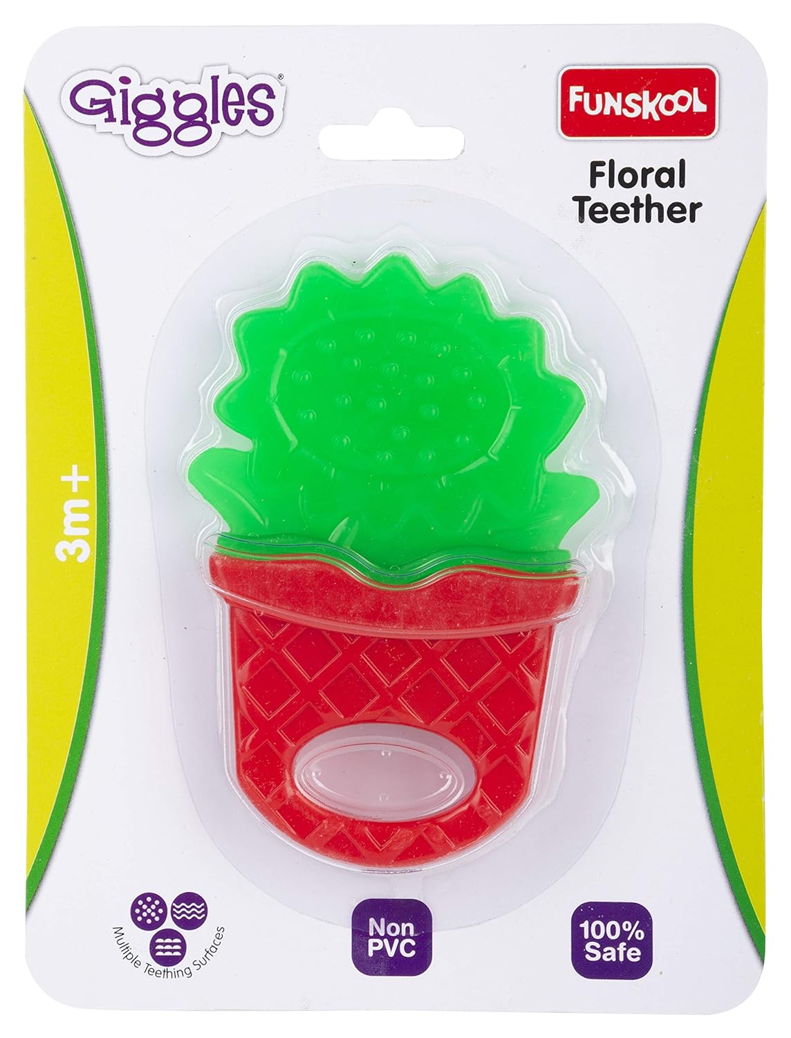Giggles Floral Teether: Soothing Gum Relief, Easy-to-Hold & Chew, Ideal for 3+ Month Old Infants