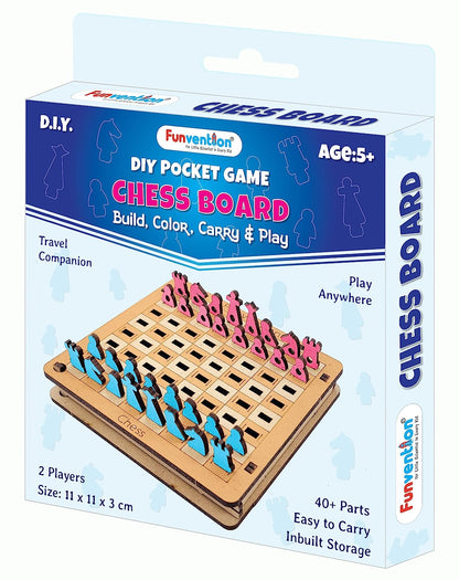 Funvention Chess Board by - Pocket Travel Game, Fun Learning Educational Board Game, Perfect Birthday Return Gifts for Kids 4+ Years