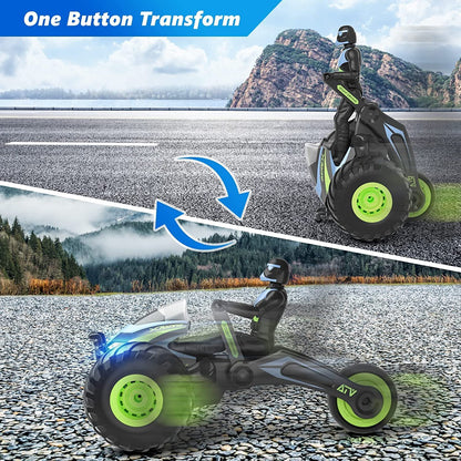 MM TOYS' R/C Stunt Racing Bike: 2.4 GHz, Dual Mode, Illuminated, Large Front Wheels, Rechargeable Batteries, One-Key Swing Mode, Extreme Stunt Performance