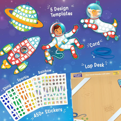 Imagimake Space Sticker Mosaic: Mess-Free Craft Kit for Kids (450+ Stickers) | Gift For Boys And Girls 3 4 5 6 7 8 Year Old