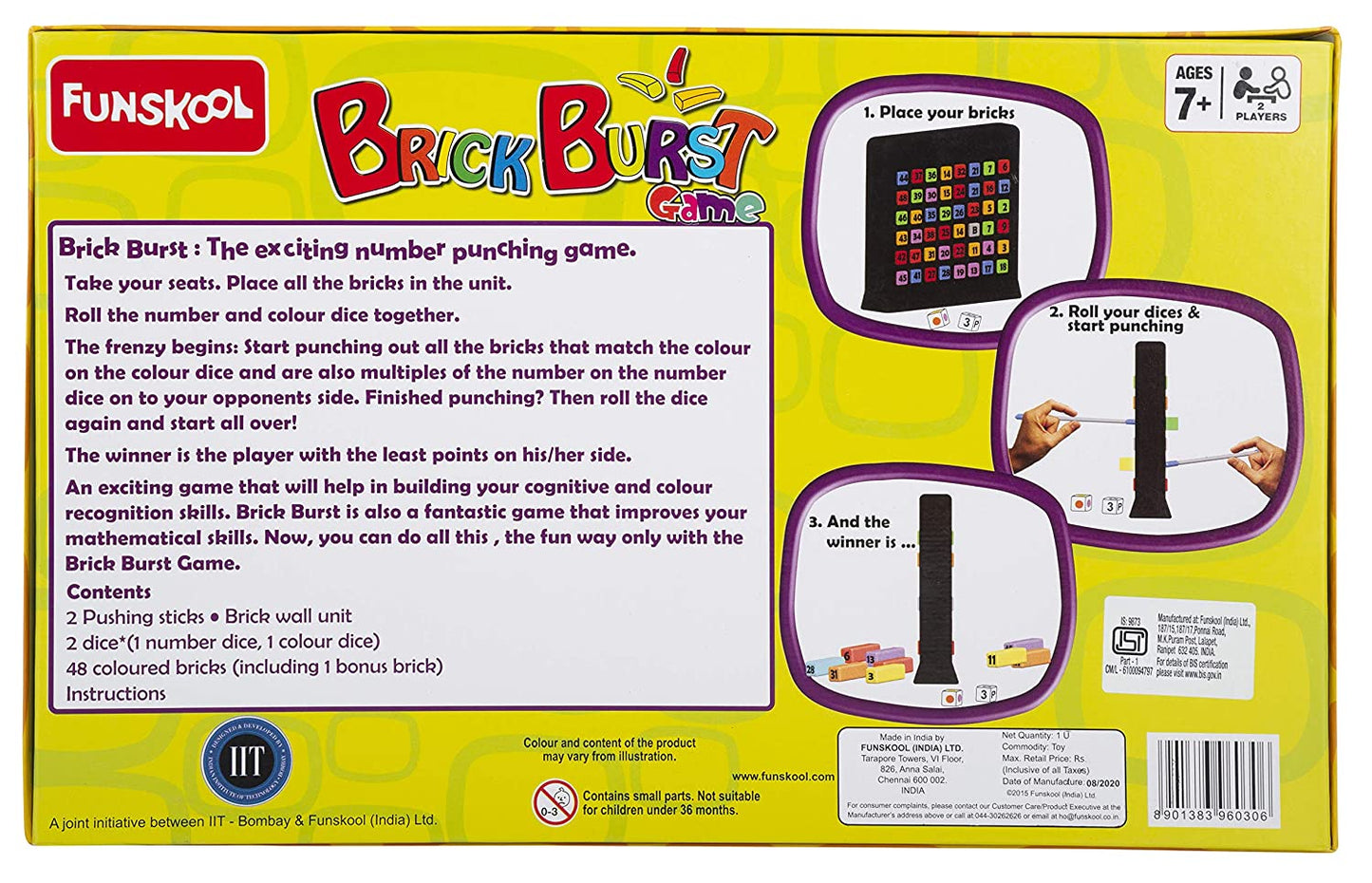 Funskool Games - Brick Burst, Educational game, The exciting number punching game, Kids & Family, 2 player, 7 & above