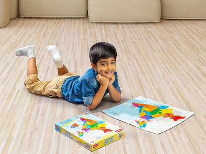 Funskool Play - MapMaster, Read & Learn India Toy Map, 104 Pieces Puzzle, Educational for 6-Year-Old Kids & Above, Multi Color