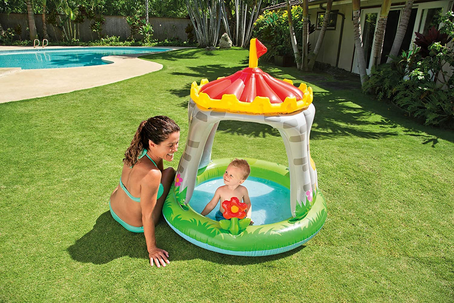 Intex 57122 Royal Castle Baby Pool | Blue | Water-Filled Fun for Ages 1-3 | 48x48 inches - Multicolor