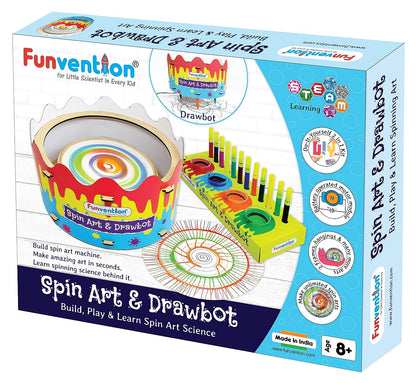 Funvention DIY ArtWiz Spin Art Machine & Drawbot Paint Craft Kit - STEM Construction Toys for Kids 8+, Fun Learning, Educational game.