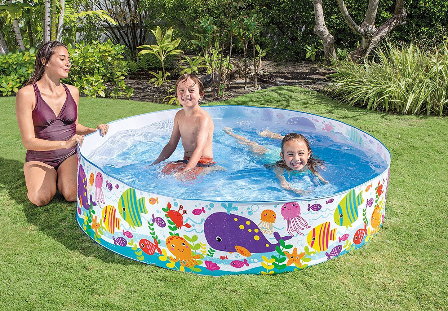 INTEX Snapset Pool, 6-Feet Multicolor, Durable PVC Material, 15-Inch Depth with Repair Patch, Ideal for Summer Fun and Outdoor Activities