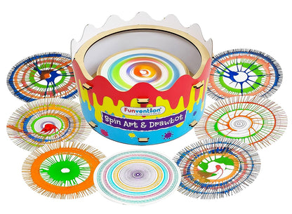 Funvention DIY ArtWiz Spin Art Machine & Drawbot Paint Craft Kit - STEM Construction Toys for Kids 8+, Fun Learning, Educational game.