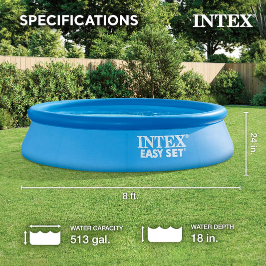 sy Set Inflatable Puncture Resistant Circular Portable Outdoor Family Swimming PoolIntex 28106-8Ft X 24 Inch Easy Set Inflatable Puncture Resistant Circular Portable Outdoor Family Swimming Pool