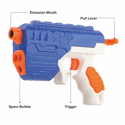 MM Toys BlastOff The Hi-Arm Soft Bullet Gun, Long Range, Includes 10 Bullets, BIS Approved, Multi-Color