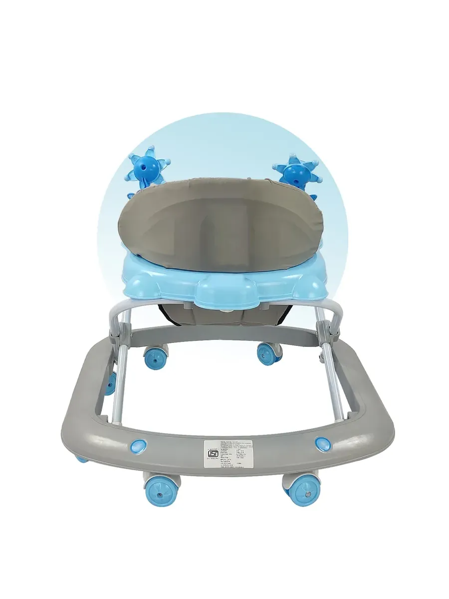 Dash ButterFly Baby Walker 3 Height Adjustable With Parent Handle For 4+ Months Baby -Blue