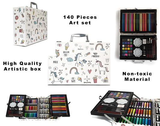 MM TOYS Ultimate Creativity Art Set - Zebra Unicorn Themed Multicolor Briefcase with 12 Oil Pastels, 10 Watercolors, 12 Sketch Pens, 12 Colored Pencils - Ideal Gift for Kids