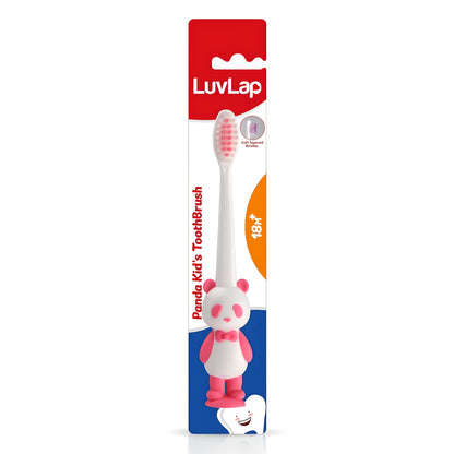 LuvLap Panda Manual Toothbrush for Baby & Kids, Ultra Soft Micro Nano Floss Bristle, BPA Free, Suction Cup, Boys & Girls' Toddler Toothbrush, Tongue Scrapper on Head, Multicolor, 18M+