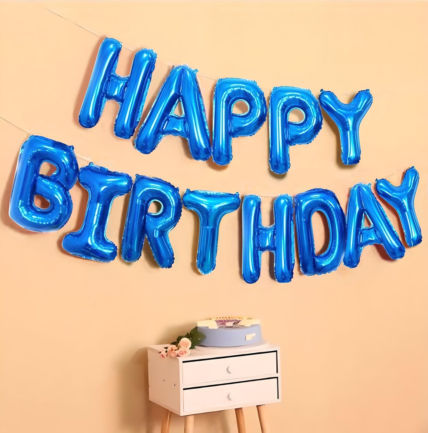MM TOYS Happy Birthday Letter Inflatable Foil Balloon For Party Decoration - Blue Color