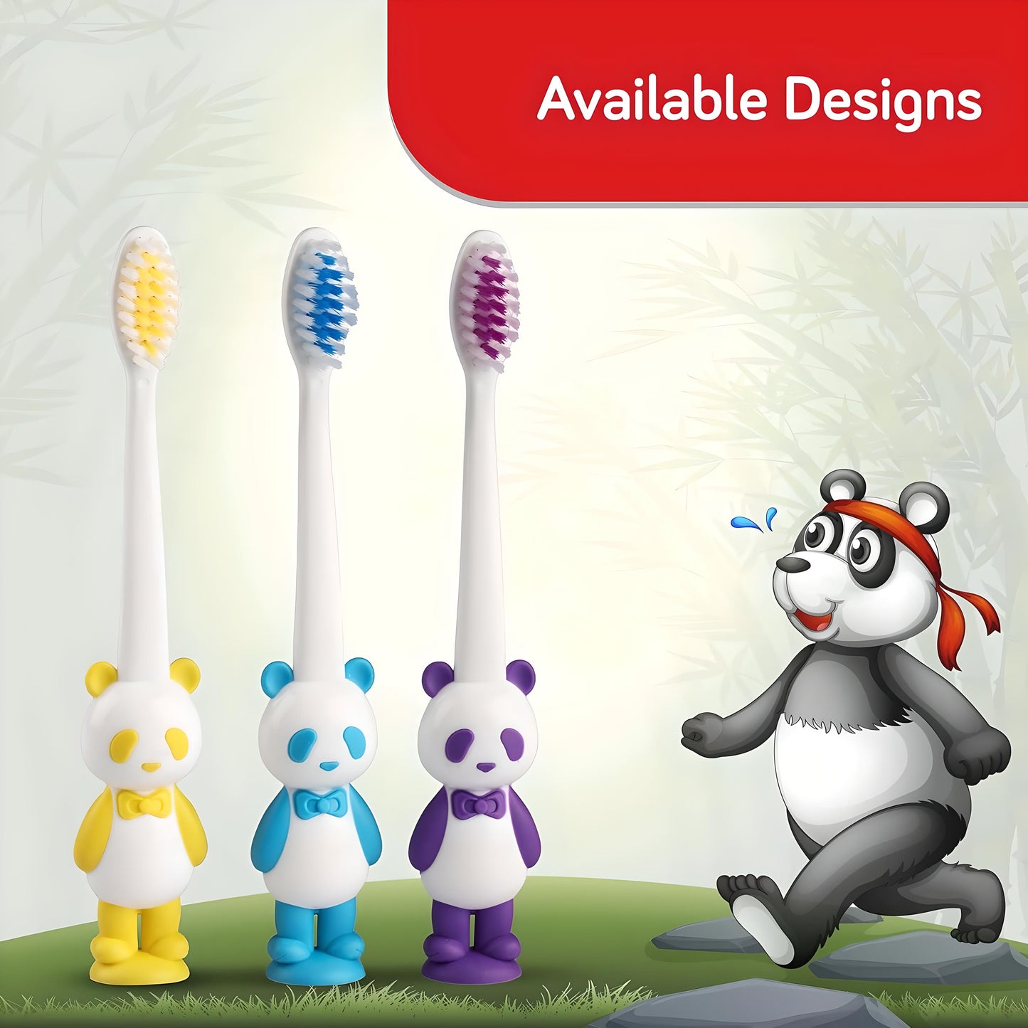 LuvLap Panda Manual Toothbrush for Baby & Kids, Ultra Soft Micro Nano Floss Bristle, BPA Free, Suction Cup, Boys & Girls' Toddler Toothbrush, Tongue Scrapper on Head, Multicolor, 18M+