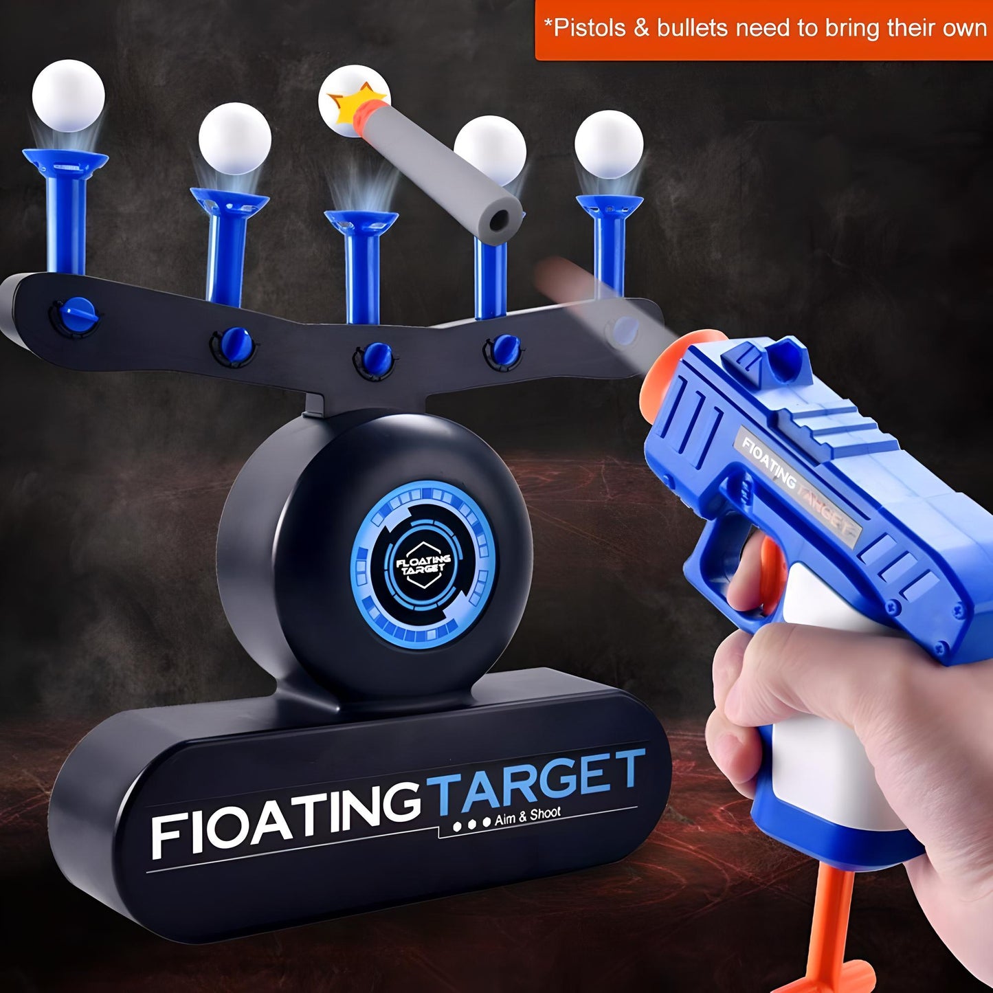 MM TOYS Aim Launch Floating Target Gun Hover Blast: Long Range 10-12m, Safety Soft Head Bullets, Fun for 6+ Ages