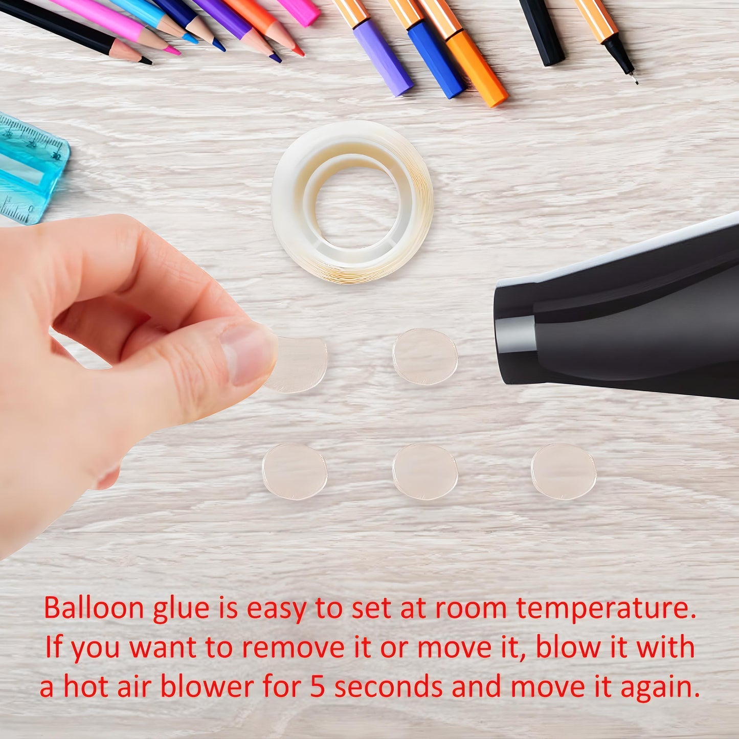 MM TOYS Balloon Glue Dots for Balloons Adhesive Accessories, Transparent Glue Dots