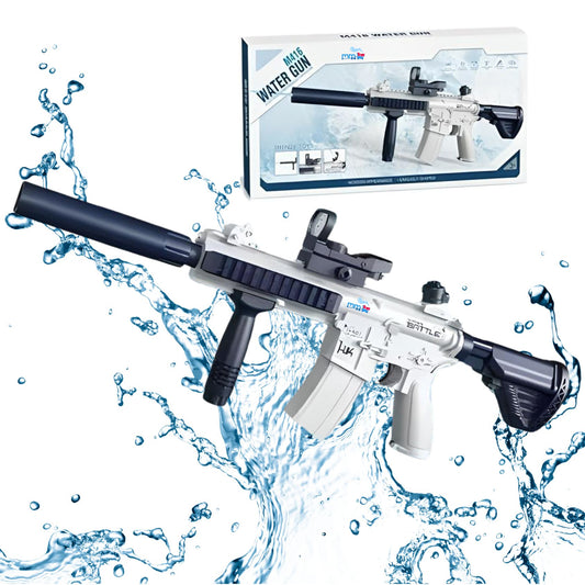 MM Toys Electric Water Gun, M416 Powerful Long Range Shooting Water Blaster, Automatic Water Gun for Kids & Adults, Summer Pool & Beach Toy - Multicolor