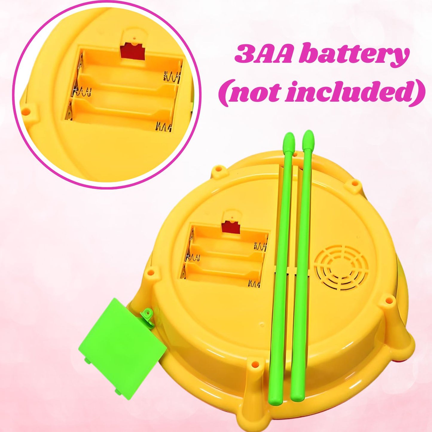 Electronic Musical Drum with Lights Toy for Kids Two Sticks Included 168-23 Flash Drum For 2 To