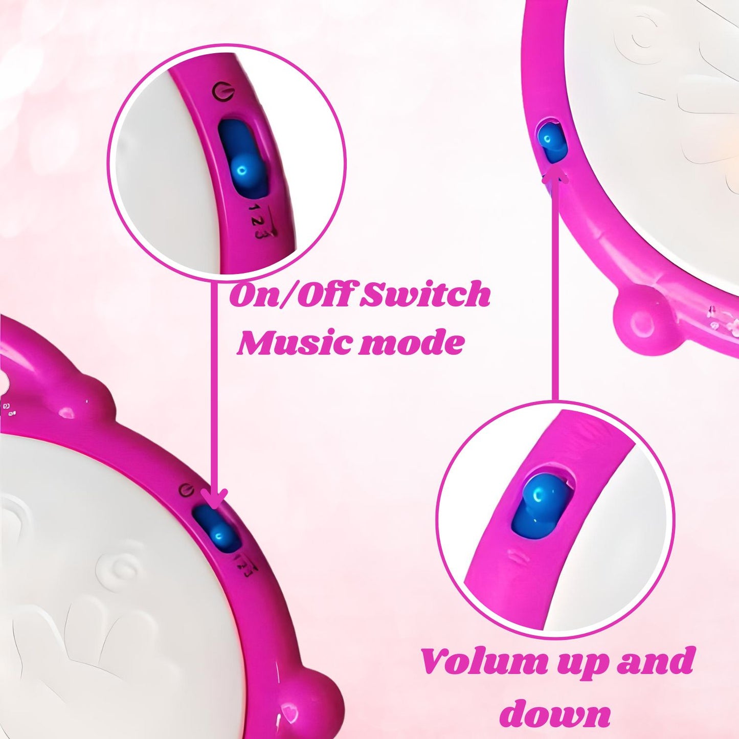 Electronic Musical Drum with Lights Toy for Kids Two Sticks Included 168-23 Flash Drum For 2 To