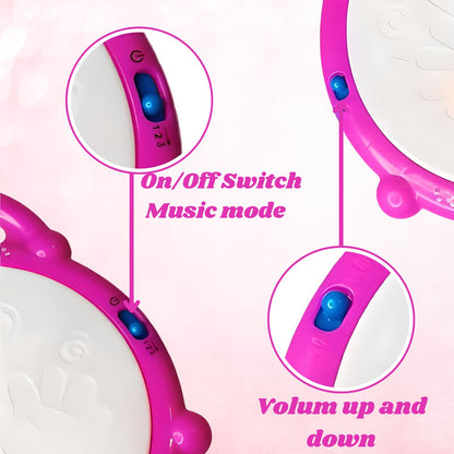 Electronic Musical Drum with Lights Toy for Kids Two Sticks Included 168-23 Flash Drum For 2 To