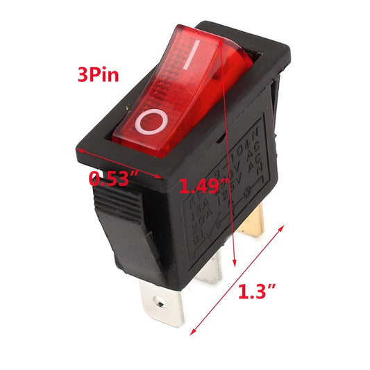 MM TOYS BoatRocker 3-Pin Red Switch for Kids Electric Cars Jeep & Science Projects – Pack of 2