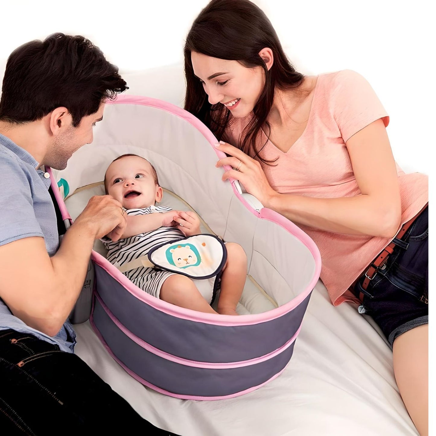 Mastella Deluxe 5-in-1 Metal Fabric & Plastic Electronic Rocker Bassinet - Versatile Nap, Play & Travel Modes - Grey (SKU: MA-ROC-6033)