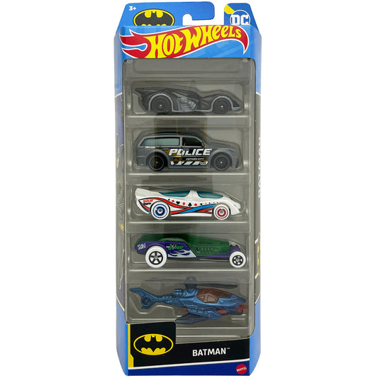 Hot Wheels Car 2024 Batman Pack of 5 (Arkham Asylum batmobile, Batmobile, Boom Box, Hi Roller, Power pistons) Multi - Color