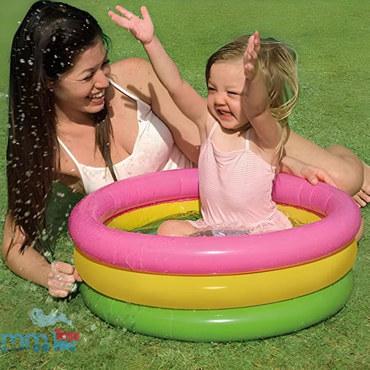 INTEX INFLATABLE BABY POOL, 2-FEET FOR KIDS WITH HOLD CAPACITY UP TO 8 KG , REPAIR PATCH INCLUDED - MULTI COLOR ( 57107 )