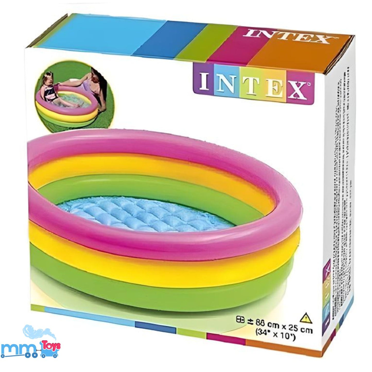 Intex 3 Feet Kids Bath Tub Inflatable Pool 58924 1 to 3 Year Kids – Multicolor