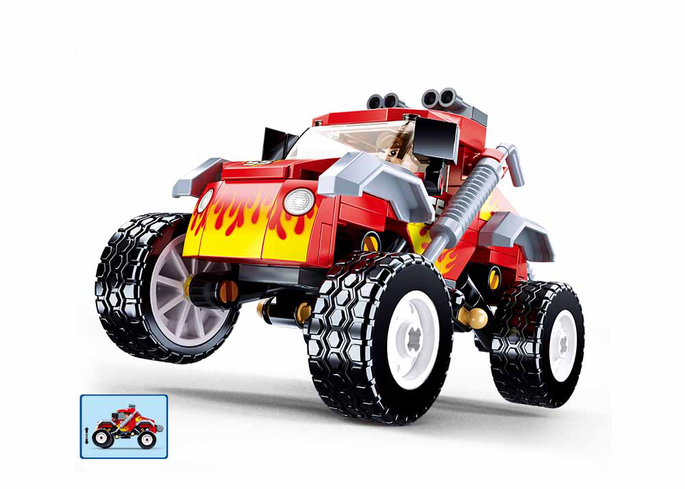Sluban Off-Road Plastic Building Block Toy Set Brain Game Vehicle Red M38-B1105 (150 pcs) for Kids 8+ Years Multicolor