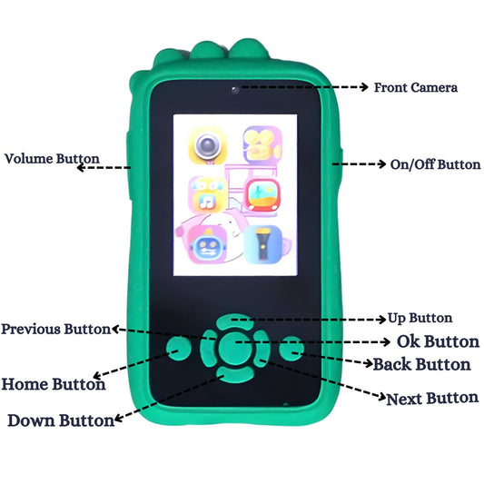 MM TOYS Kids Smartphone Toy - MP3 Music Player, Dual Camera, Built-in Games, 2.4 inch Screen, 8MP Camera, Unicorn Purple
