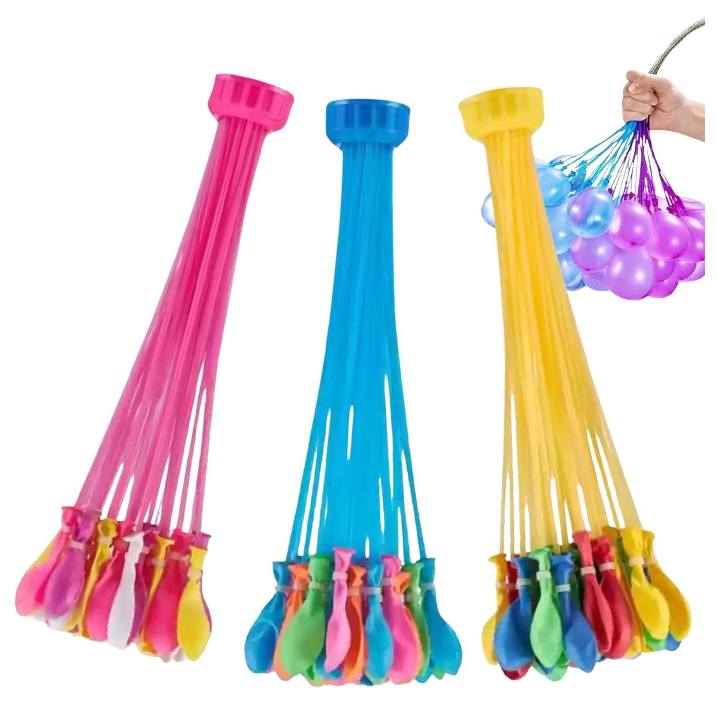 MM TOYS Automatic Fill & Tie Magic Water Balloons – 111 Self-Sealing Holi Water Balloons – Fast Fill in 60 Seconds – Festival & Summer Outdoor Fun