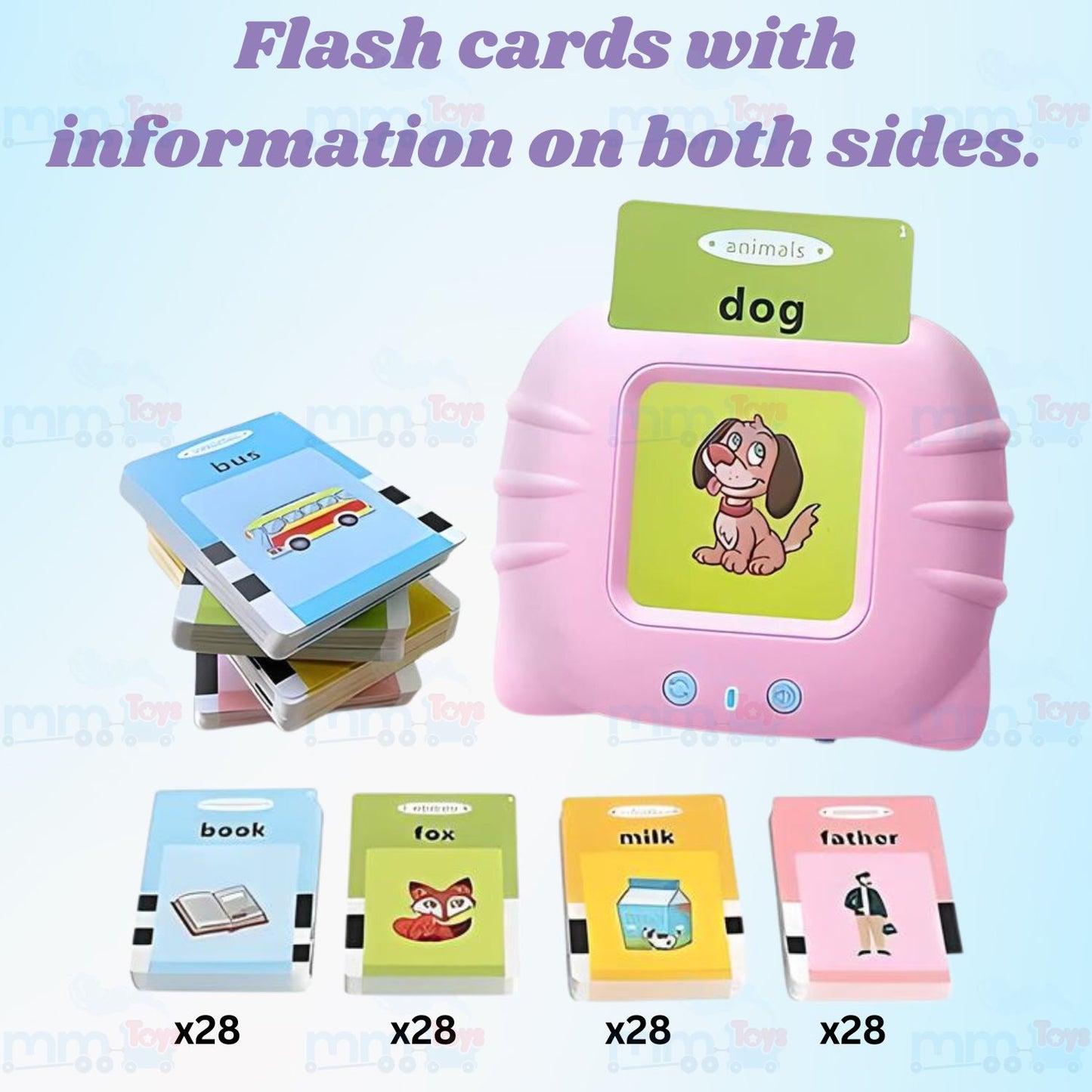 MM Toys Speak-N-Play Interactive Preschool Electronic Learning Toy with 112 Digital Flashcards Rechargeable With Educational Sounds & Images For 2 3 4 Year Old- Color May Vary