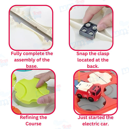 MM TOYS 34-Pcs Fire Series DIY Track Maze Race Car Track Set STEM Learning & Educational Puzzle Blocks for Kids Fire Truck
